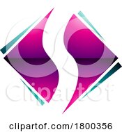 Magenta And Green Glossy Square Diamond Shaped Letter S Icon