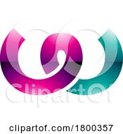 Magenta And Green Glossy Spring Shaped Letter W Icon