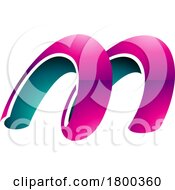 Poster, Art Print Of Magenta And Green Glossy Spring Shaped Letter M Icon