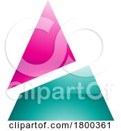 Magenta And Green Glossy Split Triangle Shaped Letter A Icon