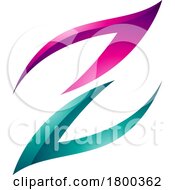 Poster, Art Print Of Magenta And Green Glossy Fire Shaped Letter Z Icon