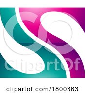 Poster, Art Print Of Magenta And Green Glossy Fish Fin Shaped Letter S Icon