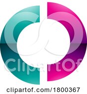Poster, Art Print Of Magenta And Green Glossy Split Shaped Letter O Icon