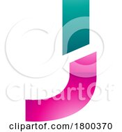 Poster, Art Print Of Magenta And Green Glossy Split Shaped Letter J Icon