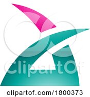 Magenta And Green Glossy Spiky Grass Shaped Letter A Icon