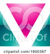 Poster, Art Print Of Magenta And Green Glossy Rectangular Shaped Letter V Icon