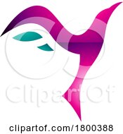 Magenta And Green Glossy Rising Bird Shaped Letter Y Icon