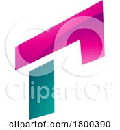 Magenta And Green Glossy Rectangular Letter R Icon