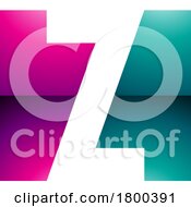 Magenta And Green Glossy Rectangle Shaped Letter Z Icon