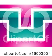 Poster, Art Print Of Magenta And Green Glossy Rectangle Shaped Letter U Icon
