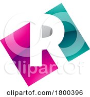Poster, Art Print Of Magenta And Green Glossy Rectangle Shaped Letter R Icon