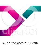 Poster, Art Print Of Magenta And Green Glossy Rail Switch Shaped Letter Y Icon