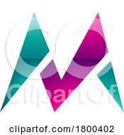 Poster, Art Print Of Magenta And Green Glossy Pointy Tipped Letter M Icon