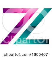 Poster, Art Print Of Magenta And Green Glossy Number 7 Shaped Letter Z Icon