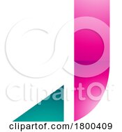 Poster, Art Print Of Magenta And Green Glossy Letter J Icon With A Triangular Tip