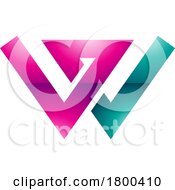 Magenta And Green Glossy Letter W Icon With Intersecting Lines