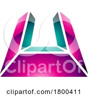 Poster, Art Print Of Magenta And Green Glossy Letter U Icon In Perspective