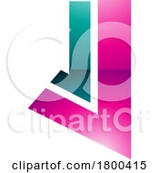 Poster, Art Print Of Magenta And Green Glossy Letter J Icon With Straight Lines