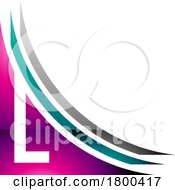 Magenta And Green Glossy Letter L Icon With Layers