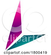 Poster, Art Print Of Magenta And Green Glossy Letter L Icon With Triangles