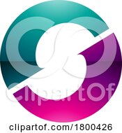 Poster, Art Print Of Magenta And Green Glossy Letter O Icon With An S Shape In The Middle