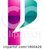Magenta And Green Glossy Letter P Icon With A Bold Rectangle