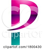 Magenta And Green Glossy Letter P Icon With A Pointy Tip