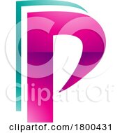 Magenta And Green Glossy Layered Letter P Icon