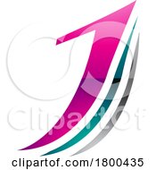 Poster, Art Print Of Magenta And Green Glossy Layered Letter J Icon