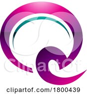 Poster, Art Print Of Magenta And Green Glossy Hook Shaped Letter Q Icon