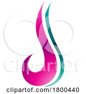 Magenta And Green Glossy Hook Shaped Letter J Icon