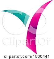 Magenta And Green Glossy Grass Shaped Letter Y Icon