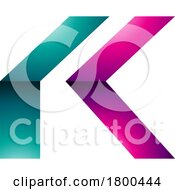 Magenta And Green Glossy Folded Letter K Icon