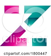 Poster, Art Print Of Magenta And Green Glossy Dotted Line Shaped Letter Z Icon