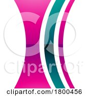 Magenta And Green Glossy Concave Lens Shaped Letter I Icon