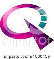 Magenta And Green Glossy Clock Shaped Letter Q Icon