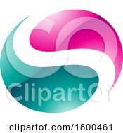 Poster, Art Print Of Magenta And Green Glossy Circle Shaped Letter S Icon