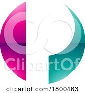 Poster, Art Print Of Magenta And Green Glossy Circle Shaped Letter P Icon