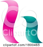 Magenta And Green Glossy Calligraphic Letter H Icon