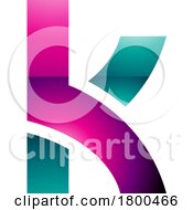 Magenta And Green Glossy Lowercase Letter K Icon With Overlapping Paths