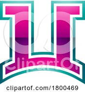 Magenta And Green Glossy Arch Shaped Letter U Icon