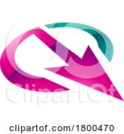 Poster, Art Print Of Magenta And Green Glossy Arrow Shaped Letter Q Icon