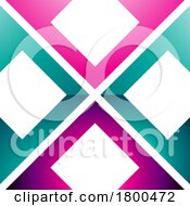 Poster, Art Print Of Magenta And Green Glossy Arrow Square Shaped Letter X Icon