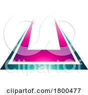 Magenta And Green Glossy Bold Spiky Shaped Letter U Icon