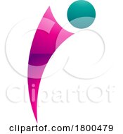 Magenta And Green Glossy Bowing Person Shaped Letter I Icon