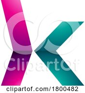Poster, Art Print Of Magenta And Green Glossy Lowercase Arrow Shaped Letter K Icon