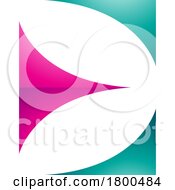 Poster, Art Print Of Magenta And Green Glossy Uppercase Letter E Icon With Curvy Triangles
