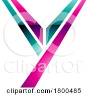 Poster, Art Print Of Magenta And Green Glossy Uppercase Letter Y Icon