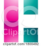 Magenta And Green Rectangular Glossy Letter C Icon
