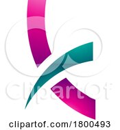 Poster, Art Print Of Magenta And Green Spiky Glossy Lowercase Letter K Icon